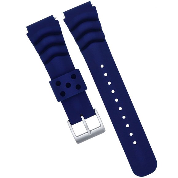 Blue Silicone Diver Replacement Watch Strap - Picture 1 of 5